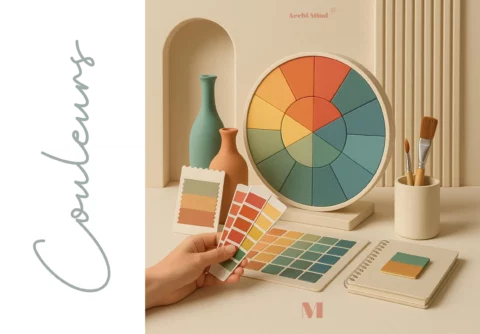 Nuancier et cercle chromatique utilisés pour composer une palette d’espace